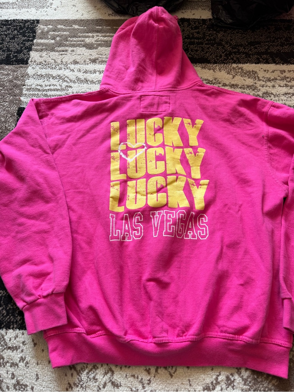 Womens Y2K Pink "Lucky Lucky Lucky" Las Vegas Hoodie